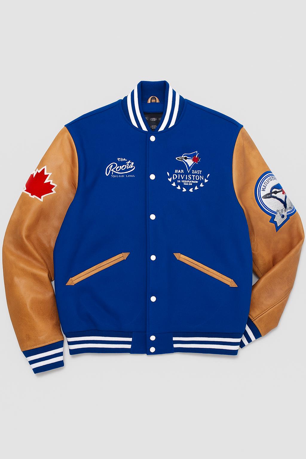 Toronto Blue Jays Baseball Letterman Jacket Wool & Leather Varsity