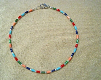 Handmade Multi color Heishi and Silver Anklet.  Proceeds donated to Carter's Kids a Not for Profit, building playgrounds in America