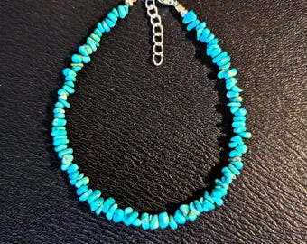 Handmade Kingman Turquoise Chip Southwest Anklet - 9 Inch. Proceeds donated to Carter's Kids