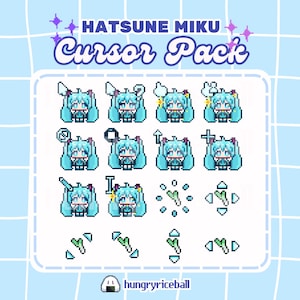 Hatsune Miku Cursor Pack | Animated Custom Girl Cursors | Pixel Art Kawaii Mouse Cursors | Window Only | 8 bit Y2K Cute PC Cursors