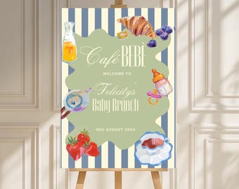 Placa de boas-vindas para chá de bebê "Café Bebe", Placa "O bebê está a caminho", Decoração para chá de bebê com tema de café, Pôster de boas-vindas para festa de brunch