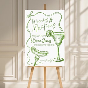 Weenies and Martinis Bachelorette Welcome Sign Template, Weenies & Tinis Printable Sign, Hotdog Martini  Party Weenies tinis birthday Decor