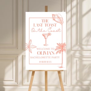 Last Toast On The Coast Bachelorette Welcome Sign Template, Coastal Bachelorette Weekend, Beach Bachelorette Decor, Hen Party Welcome Sign