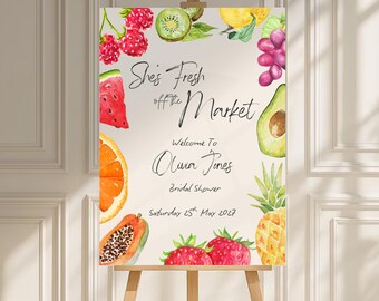 Fresh of The Market Bridal Shower Welcome Sign Template, She's Off The Market Bachelorette Decor Sign Editable Farmers Market Wedding Shower