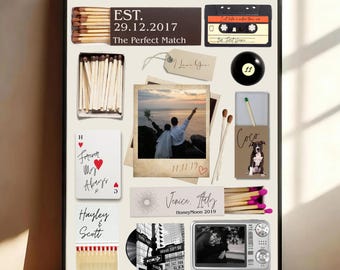 Custom Matchbook Poster, Editable Matchbox Template, Dopamine Decor, Anniversary Gift for Couple, DIY Matchbook Art Printable Canva Wall Art