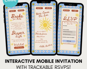 Digital Here Comes the Son Baby Shower Website Invitation With RSVP, Editable Here Comes the Son Mobile Invite,  Boy Baby Shower Invite