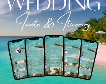 Digital Destination Wedding Invitation Itinerary, Wedding Guest Info, Maldives Wedding Weekend Planner Template Digital Wedding Day schedule