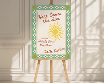 Here Comes the Son Welcome Sign, Digital Here Comes the Sun Welcome Sign Sun Baby Shower Poster, Sunshine Baby Shower Sign, Sun Welcome Sign