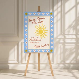 Here Comes the Son Welcome Sign, Digital Here Comes the Sun Welcome Sign Sun Baby Shower Poster, Sunshine Baby Shower Sign, Sun Welcome Sign