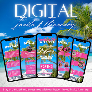 Sjabloon reisschema meisjes, Cabo Bachelorette-reisschema, digitaal reisschema, vakantieschema, reisgidssjabloon