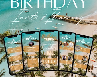 Girls Trip Itinerary Template, Tulum Birthday Trip Itinerary, Digital Travel Itinerary, Vacation Itinerary schedule, Travel Guide Template