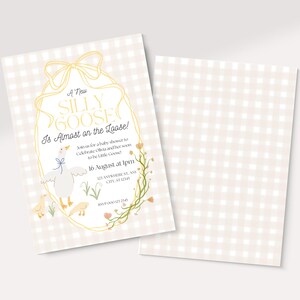 Silly Goose Baby Shower Invitation Template Mother Goose Baby Shower Invite Editable Gender Neutral Baby Shower Mobile Invite Yellow Gingham