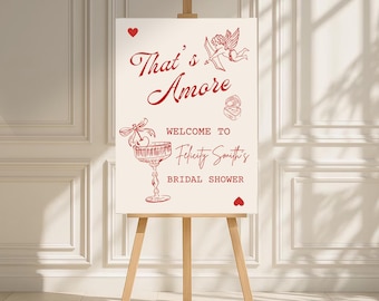 That's Amore Bridal Shower Welcome Sign, Whimsical Hand Drawn Engagement Party Decor, Italian Theme Bachelorette Party Printable Sign