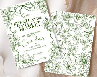 Fresh off The Market Bridal Shower Invitation Template, She's Off The Market Bachelorette Invite, Editable Farmers Market Wedding Shower