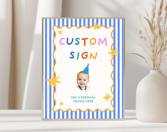 Its Fun To Be One First Birthday Custom Sign, First Birthday Table Sign, Cards and Gifts Sign, Colorful Birthday Decor