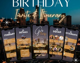 Houston Itinerary Template, Girls Trip Planner, Digital Travel Itinerary, Travel Agent Template