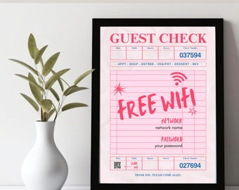 Editable Wifi Password Sign Template, Scan for Wifi QR Code Sign, Guest Check Wifi Sign, Welcome Wifi Sign Airbnb Hosts Guest Arrival Poster
