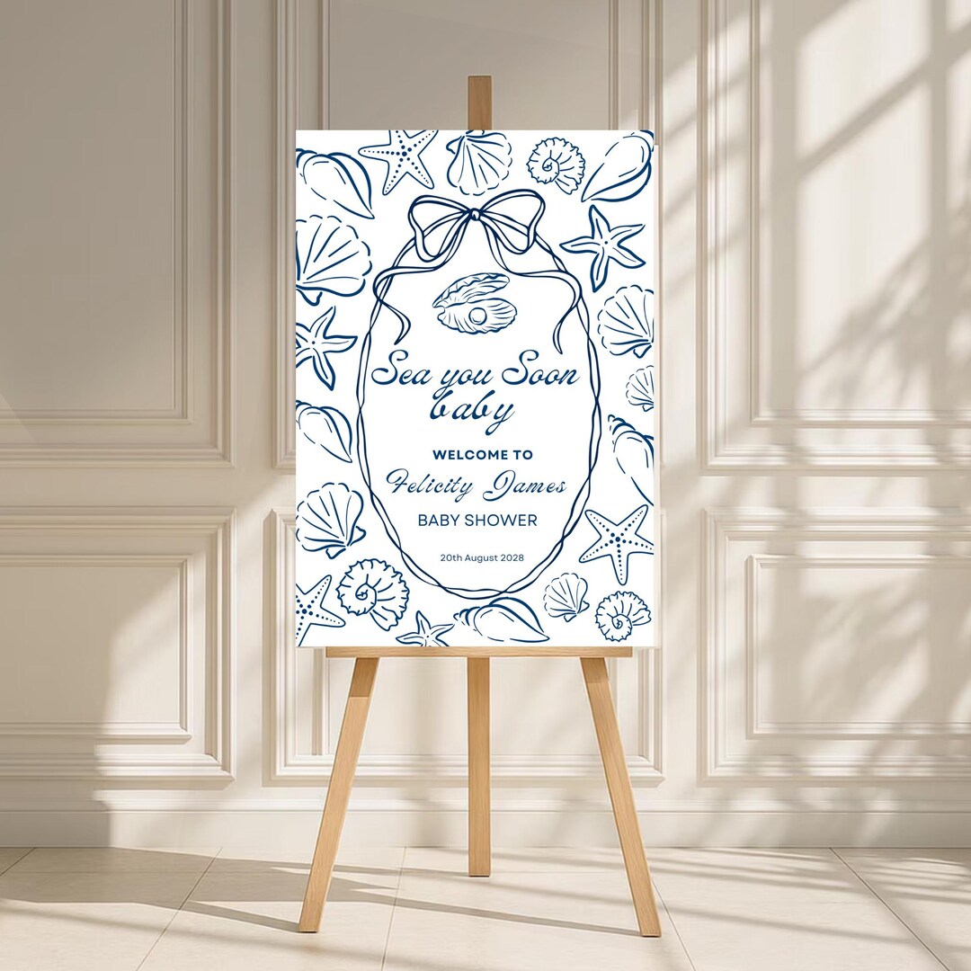 Sea You Soon Baby Shower Welcome Sign Template, Editable Baby Shower ...