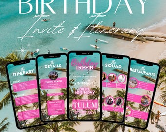 Girls Trip Itinerary Template, Tulum Birthday Trip Itinerary, Digital Travel Itinerary, Vacation Itinerary schedule, Travel Guide Template