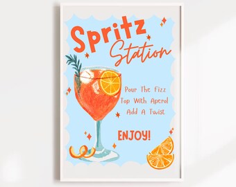 Aperol Spritz bar Sign Template, Just A Spritz Older Bridal Shower Sign, Aperol Spritz Station Sign, Citrus Theme Decor, Cocktail Bar Sign