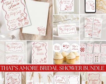 That’s Amore Bridal Shower Template Bundle, Italian Bachelorette Games and Signs, Italian Theme Engagement Party Decor and Printables