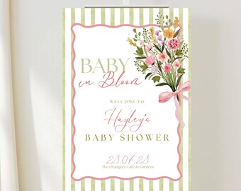 Baby In Bloom Welcome Sign Template, Editable Baby In Bloom Shower Decor, Locally Grown Baby Shower Sign, Wildflower Baby Shower Theme