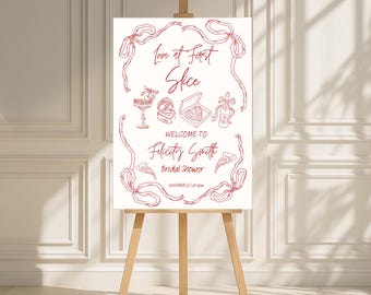 Letrero de bienvenida para despedida de soltera "Amor a primera rebanada", decoración para despedida de soltera "Eso es amor", fiesta de pizza caprichosa, fiesta de compromiso con temática de pizza italiana