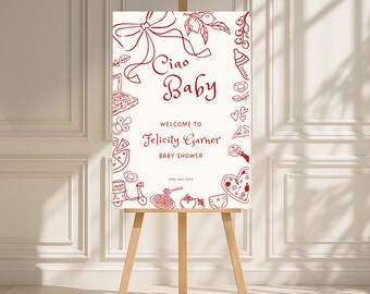 Ciao Baby Welcome Sign, Special Delivery Baby Shower signs, Slice Slice Baby, Cafe Bebe, Italian Theme Pizza Party