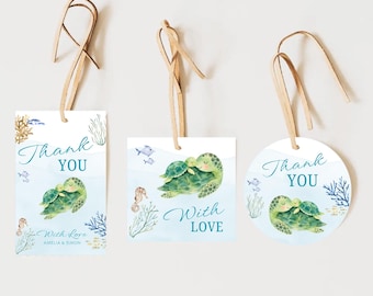 Sea You Soon Gift Tag Template Set, Baby Shower Favor Tags, Editable Thank You Tags, Printable Party Tags, Under the Sea Baby Shower Decor