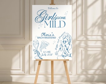 Girls Gone Mild Bachelorette Welcome Sign Template, PJ's & Prosecco Sleepover Decor, Gone Mild Hen Do Sign, Slumber Party Decor Sign
