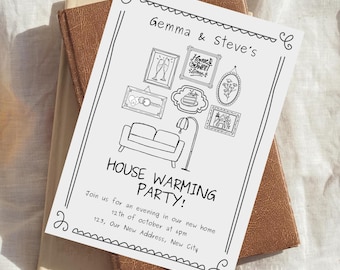 House Warming Invitation Template, Editable Housewarming Party, Handwritten New Home Invite, New Apartment Hand Drawn Style, Home Sweet Home