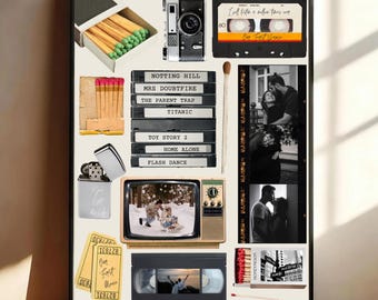 Custom Matchbook Art Print | Retro Matchbook Collage Wall Art Template | DIY Matchbox Poster | First Anniversary Gift for Couples