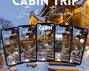 Digital Cabin Trip Itinerary Invitation Template, Birthday Weekend Trip Itinerary, Editable Girls Trip Travel Itinerary, Ski Trip Itinerary