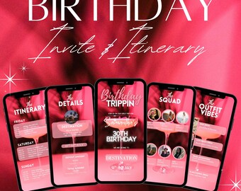 Birthday Trip Itinerary, Tulum Girls Trip Itinerary Template, Digital Travel Planner, Vacation Itinerary schedule Houston Itinerary Template