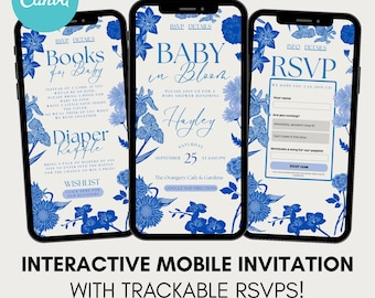 Baby In Bloom Baby Shower Website Invitation Template,  Digital Baby In Bloom Invite with RSVP Link Editable Locally Grown Baby Shower Evite