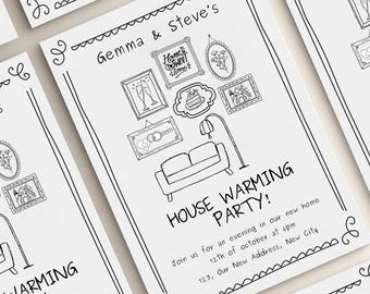 HouseWarming Invite Template, Editable House warming invitations, Handdrawn New Home Invite, New Home Hand Drawn Style Evite Home Sweet Home