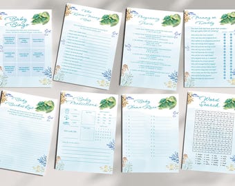 Sea You Soon Baby Shower Games Bundle, Coastal Baby Shower Games, Guess Who Mom or Dad, Who Knows Mommy Best, Baby Shower Bingo