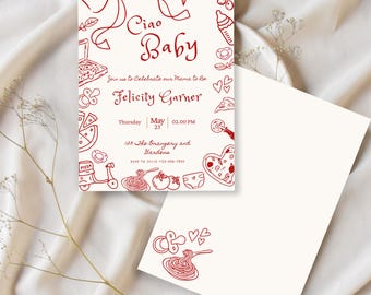 Ciao Baby Invitation Template, Special Delivery Baby Shower, Slice Slice Baby, Cafe Bebe, Italian Theme Pizza Party