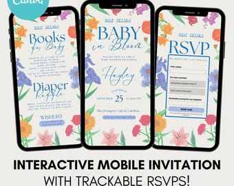 Baby In Bloom Baby Shower Website Invitation Template,  Digital Baby In Bloom Invite with RSVP Link Editable Locally Grown Baby Shower Evite