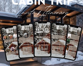 Digital Cabin Trip Itinerary Invitation Template, Birthday Weekend Trip Itinerary, Editable Travel Itinerary, Vacation Itinerary schedule