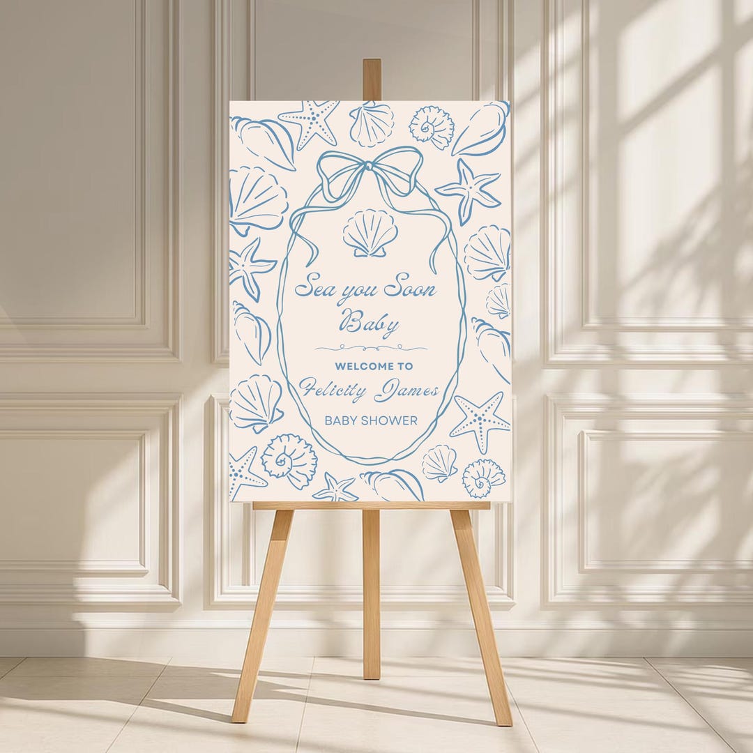 Sea You Soon Baby Shower Welcome Sign Template, Editable Gender Neutral ...