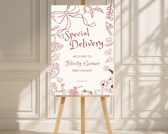 Special Delivery Baby Shower Welcome Sign, Caio Baby Signs, Slice Slice Baby, Cafe Bebe, Italian Theme Pizza Party
