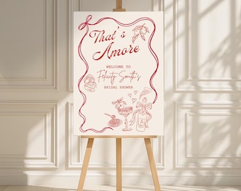 That's Amore Bridal Shower Welcome Sign, Whimsical Hand Drawn Engagement Party Decor, Italian Theme Bachelorette Party Printable Sign