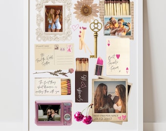 Bestie Matchbox Collage Template | Best Friend Canva Template | Personalized Gift | Custom Matchbook Printable Wall Art