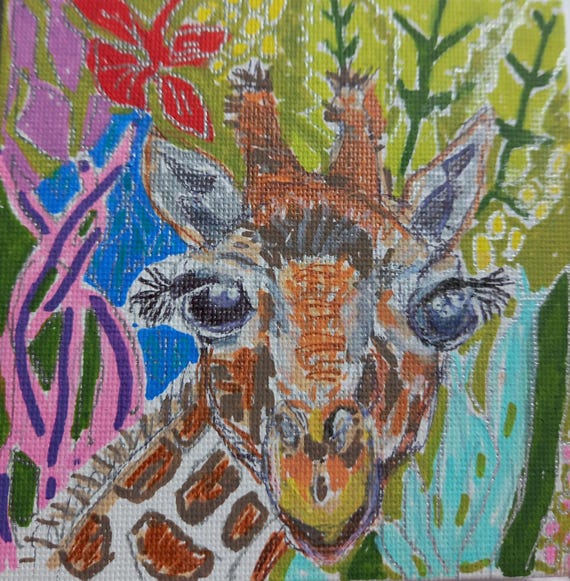 明るくモダンなハッピーなキリンのオリジナル絵画。 - Etsy 日本 明るくモダンなハッピーなキリンのオリジナル絵画。 - Etsy 日本