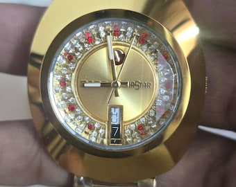 Reloj de pulsera automático Rado Diastar vintage de 1980 para hombre con esfera dorada, fabricado en Suiza.