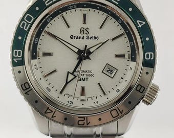 Orologio automatico Grand Seiko GMT vintage – Quadrante bianco, cassa in acciaio inossidabile, perfettamente funzionante