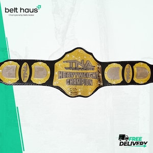 TNA World Heavyweight Tag Team Wrestling Championship Title Belt Replica | TNA Premium Leather and Brass Belt | Adult size TNA belt
