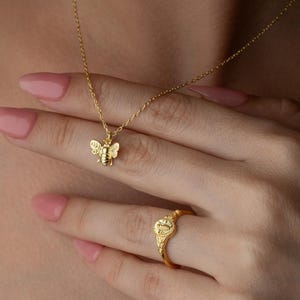Dainty Bee Necklace, Gold & Silver Honey Bee Pendant, Minimalist Bumble Bee Charm, Nature Lover Gift for Her