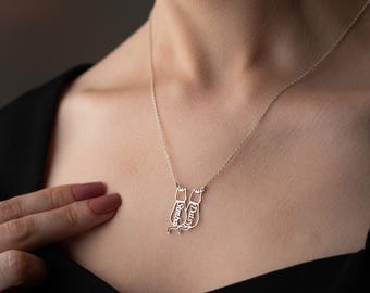 Personalized Sterling Silver Cat Name Necklace, Custom Pet Pendant, Cat Mum Gift
